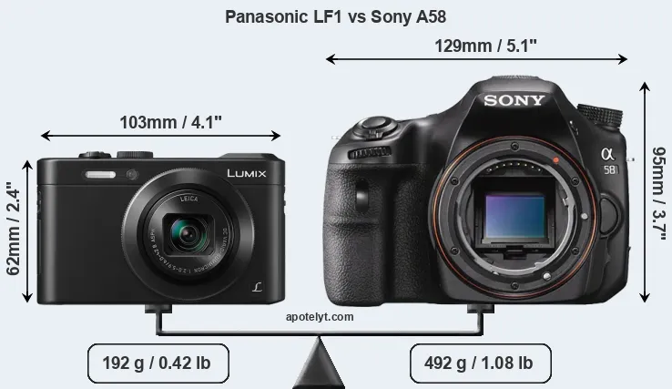 Size Panasonic LF1 vs Sony A58