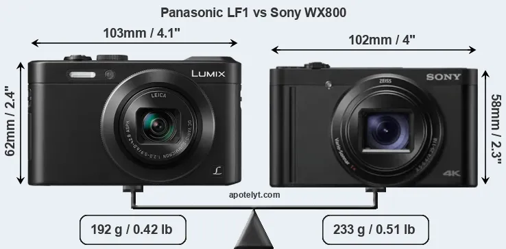 Size Panasonic LF1 vs Sony WX800