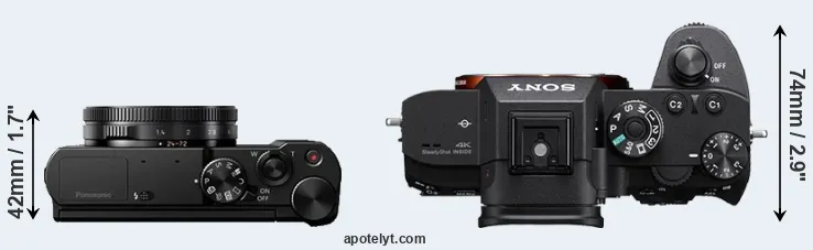 Compare LX10 versus A7R III top