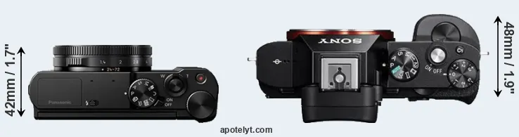 Compare LX10 versus A7R top