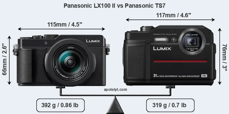 Size Panasonic LX100 II vs Panasonic TS7