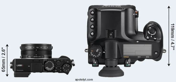 Compare LX100 II versus 645D top