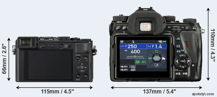 Comparison LX100 II or K-1 II rear