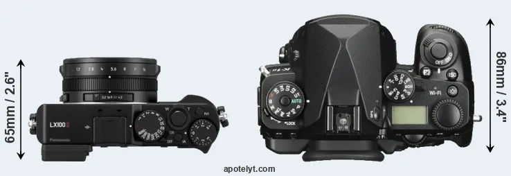 Compare LX100 II versus K-1 II top