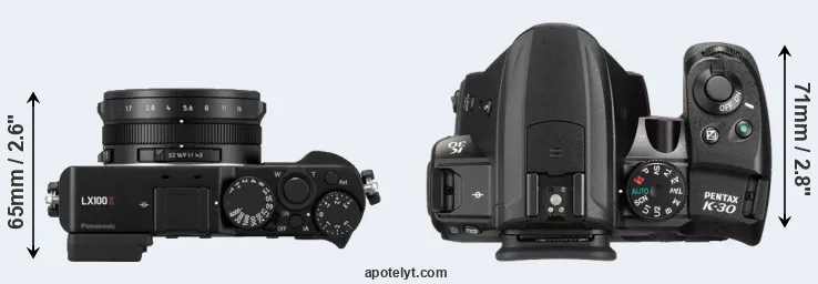 Compare LX100 II versus K-30 top