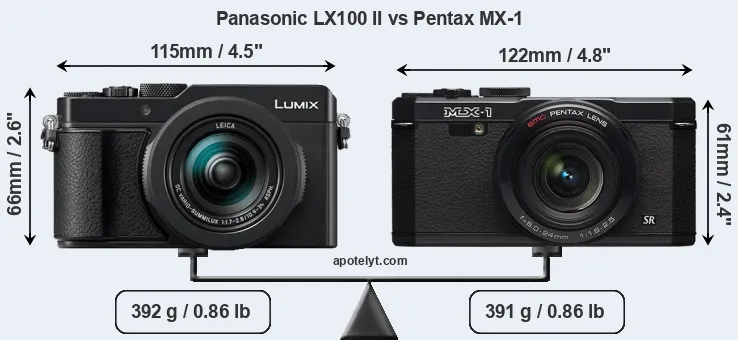 Size Panasonic LX100 II vs Pentax MX-1