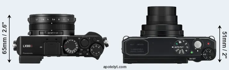 Compare LX100 II versus MX-1 top