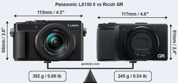 Size Panasonic LX100 II vs Ricoh GR