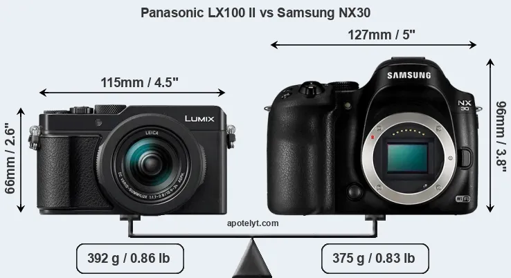 Size Panasonic LX100 II vs Samsung NX30