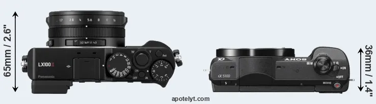 Compare LX100 II versus A5100 top