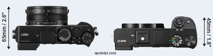 Compare LX100 II versus A6000 top