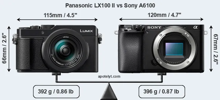 Size Panasonic LX100 II vs Sony A6100