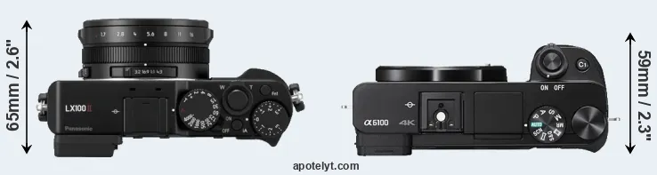 Compare LX100 II versus A6100 top