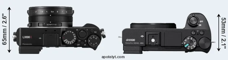 Compare LX100 II versus A6500 top