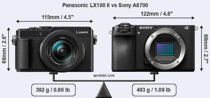 Size Panasonic LX100 II vs Sony A6700