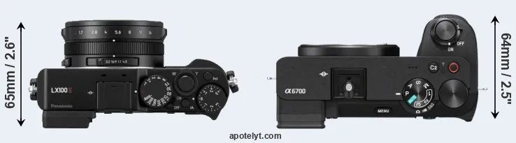 Compare LX100 II versus A6700 top