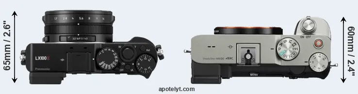 Compare LX100 II versus A7C top