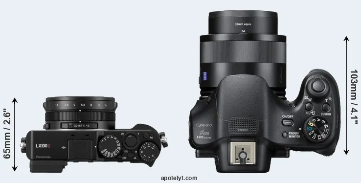 Compare LX100 II versus HX400V top