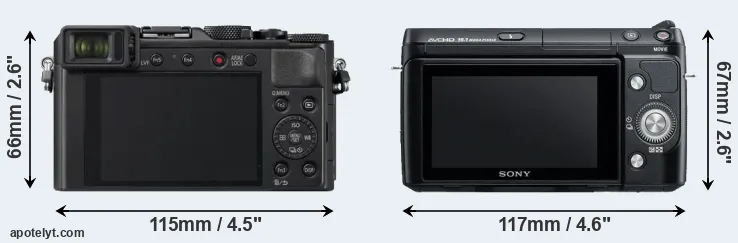 Comparison LX100 II or NEX-F3 rear