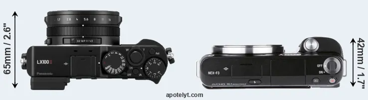 Compare LX100 II versus NEX-F3 top