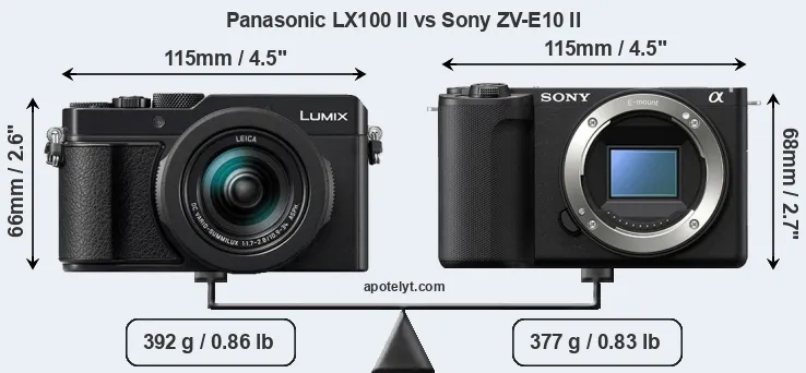 Size Panasonic LX100 II vs Sony ZV-E10 II