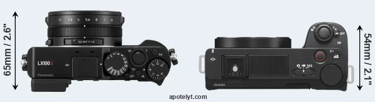Compare LX100 II versus ZV-E10 II top