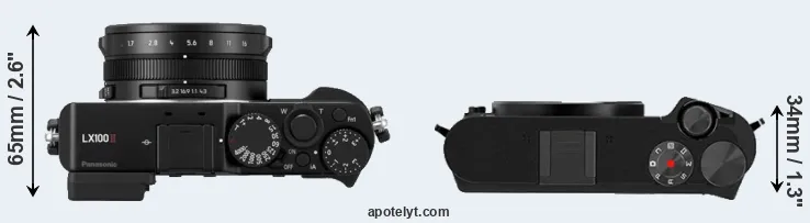 Compare LX100 II versus M1 top
