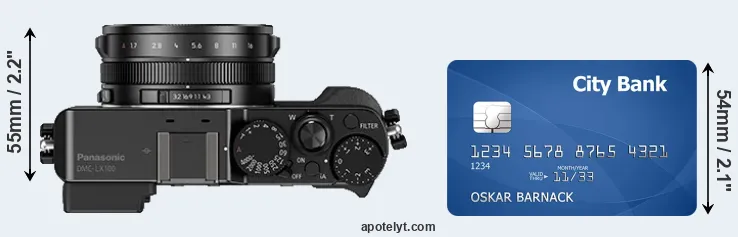 LX100 versus credit card top view