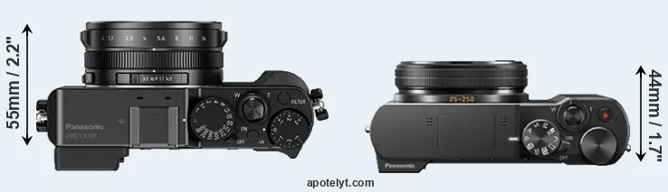 Compare LX100 versus TZ100 top