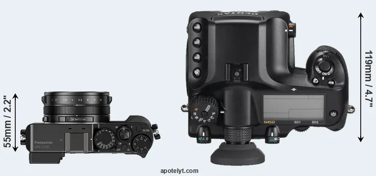 Compare LX100 versus 645D top