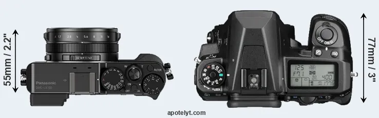 Compare LX100 versus K-3 II top