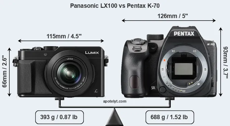 Size Panasonic LX100 vs Pentax K-70
