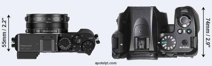 Compare LX100 versus K-70 top