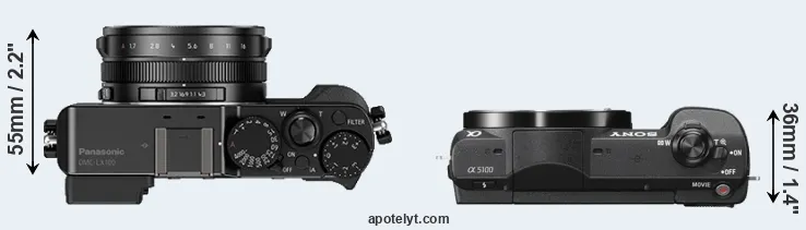 Compare LX100 versus A5100 top