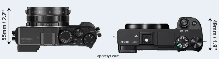 Compare LX100 versus A6300 top
