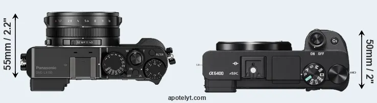 Compare LX100 versus A6400 top