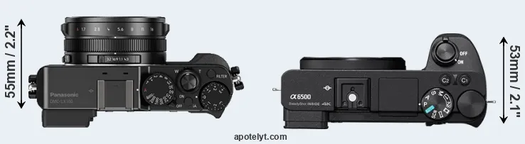 Compare LX100 versus A6500 top