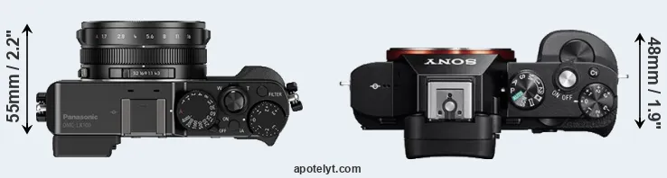Compare LX100 versus A7R top