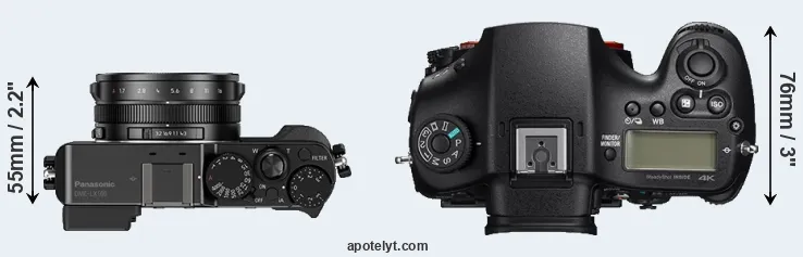 Compare LX100 versus A99 II top