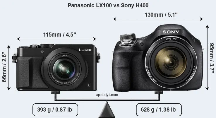 Size Panasonic LX100 vs Sony H400