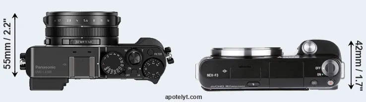 Compare LX100 versus NEX-F3 top