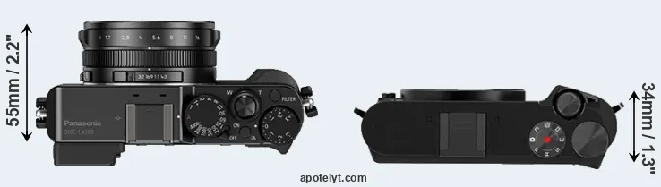 Compare LX100 versus M1 top