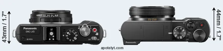Compare LX5 versus TZ100 top