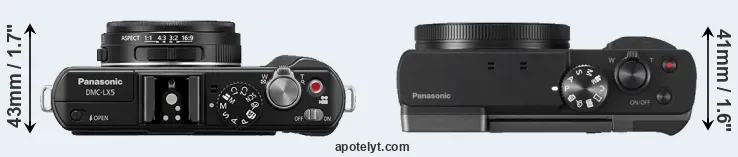 Compare LX5 versus ZS70 top
