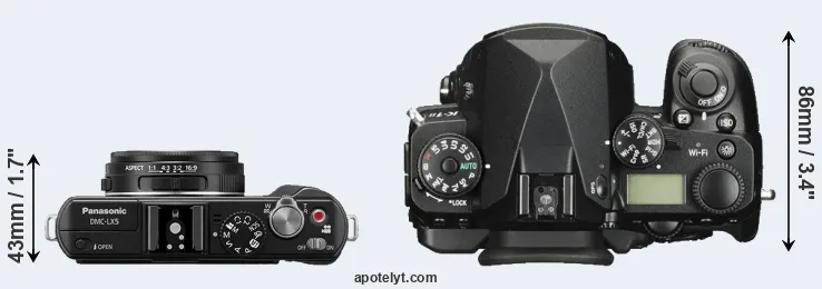Compare LX5 versus K-1 II top