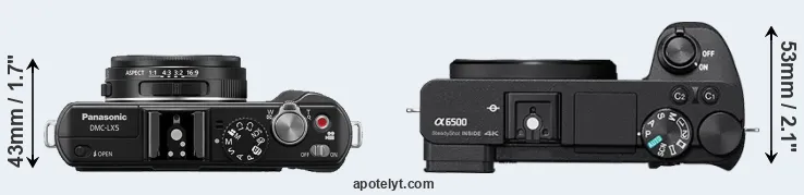 Compare LX5 versus A6500 top