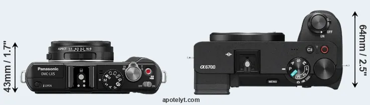 Compare LX5 versus A6700 top