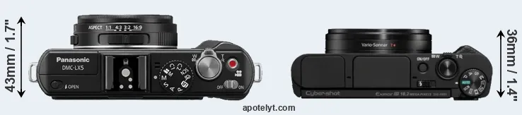 Compare LX5 versus HX95 top