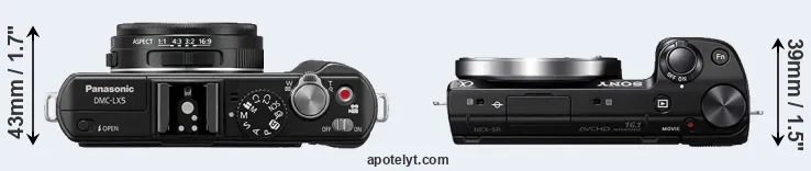 Compare LX5 versus NEX-5R top