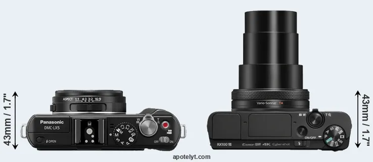 Compare LX5 versus RX100 VII top
